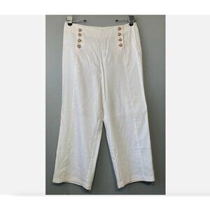 J. Jill Pants Womens Size 4 White Linen Blend Stretch Capris Nautical